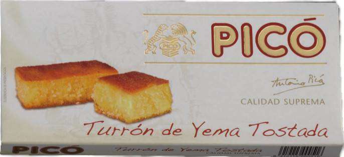 Caja de 12 unidades de Turrón de Yema Tostada Pico 200 grs
