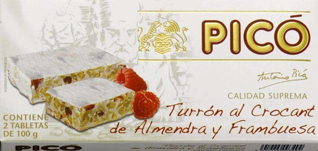 Caja de 10 unidades de Turrón al Crocant de Almendra y Frambuesa Pico