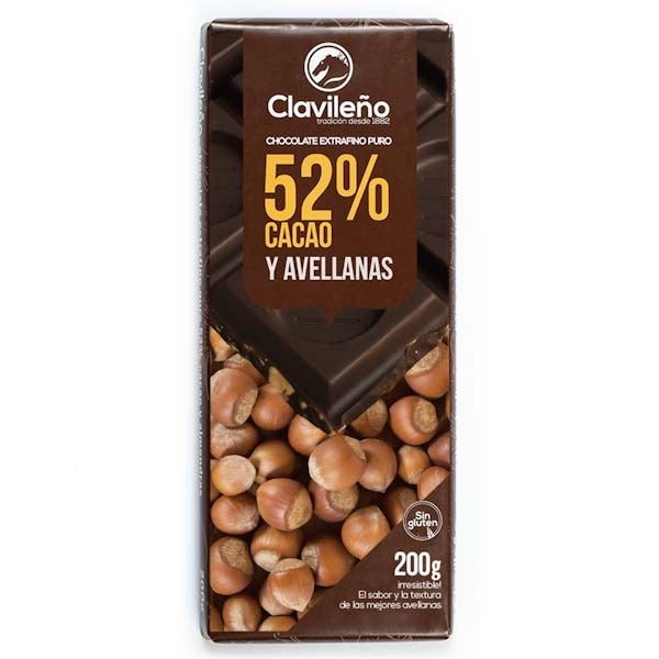 Chocolate Negro 52% Cacao y Avellana 200g - El Clavileño