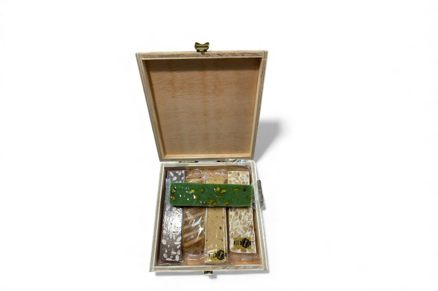 Estuche madera de 4 miniturrones de 100g