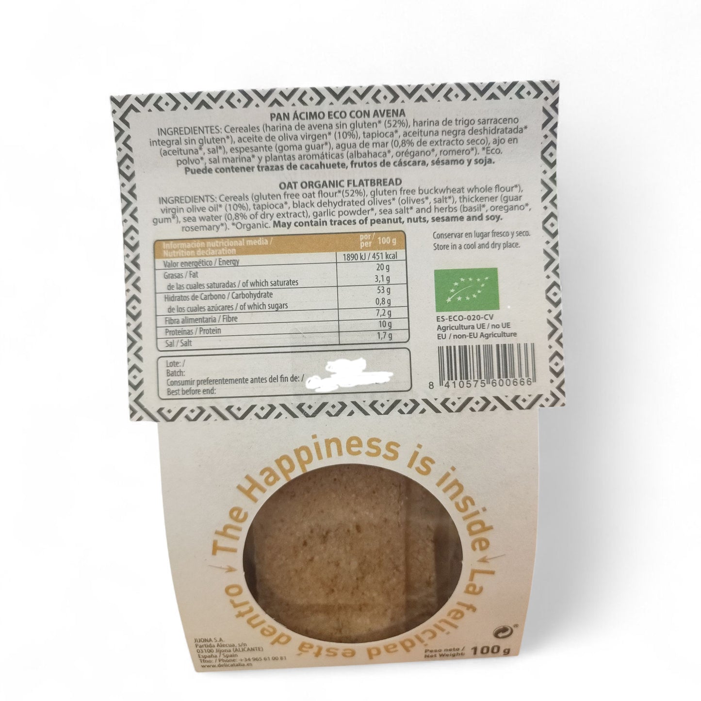 Pan Ácimo de Avena Estilo Provenzal Eco Orgánico