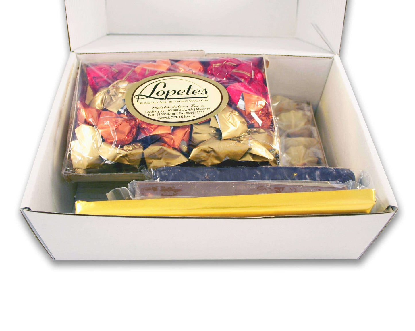 Lote Chocolatero. 7 turrones y peladillas de chocolate selección.