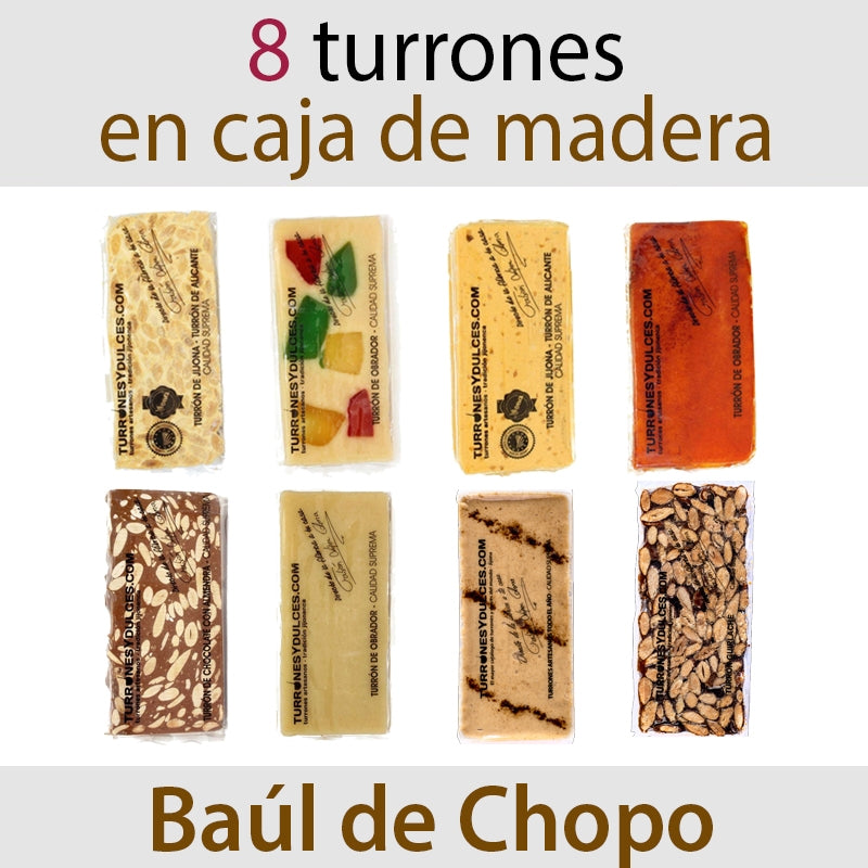 Lote de 8 Turrones en Baúl de Madera