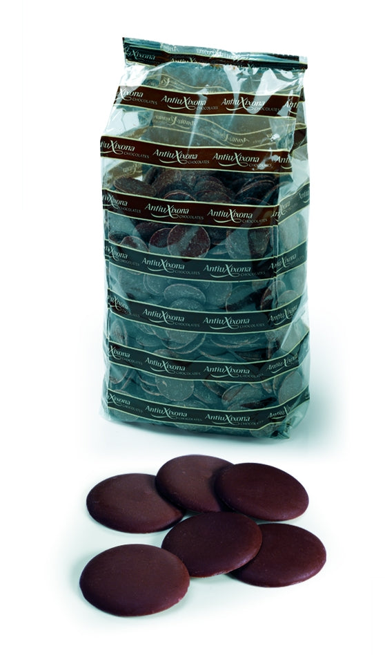 Gotas o pepitas de Chocolate Negro 47,5% cacao en bolsa de 1 KG. Cobertura para fundir - Antiu Xixona