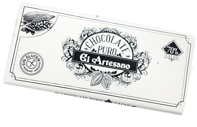 Turron de chocolate puro con cobertura 70%cacao 150gr marca El Artesano