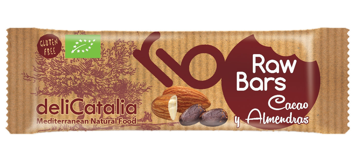 Expositor 25 barritas energeticas de cacao y almendras 30 g DeliCatalia