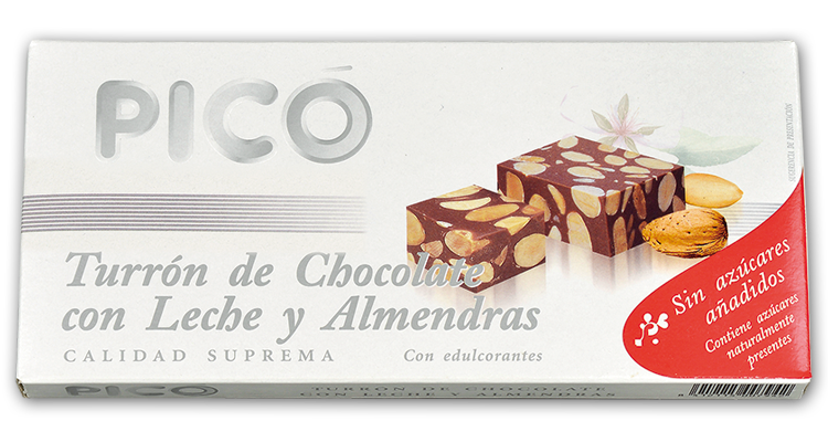 Turrón chocolate con almendra sin azúcar