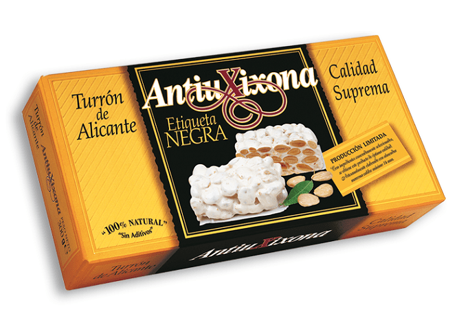 TURRON DE ALICANTE DURO ANTIUXIXONA ETIQ NEGRA