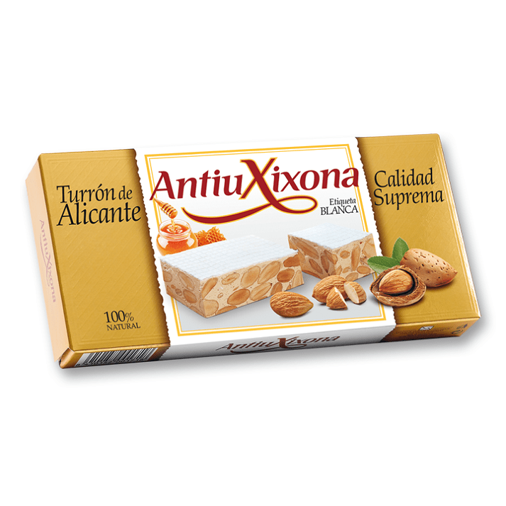 Turrón de Alicante Antiu Xixona Etiqueta Blanca 200 g - tableta individual