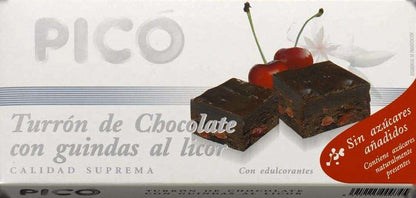 Caja de 10 unidades de Turrón de Chocolate con guindas al Licor Pico