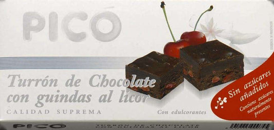 Caja de 10 unidades de Turrón de Chocolate con guindas al Licor Pico