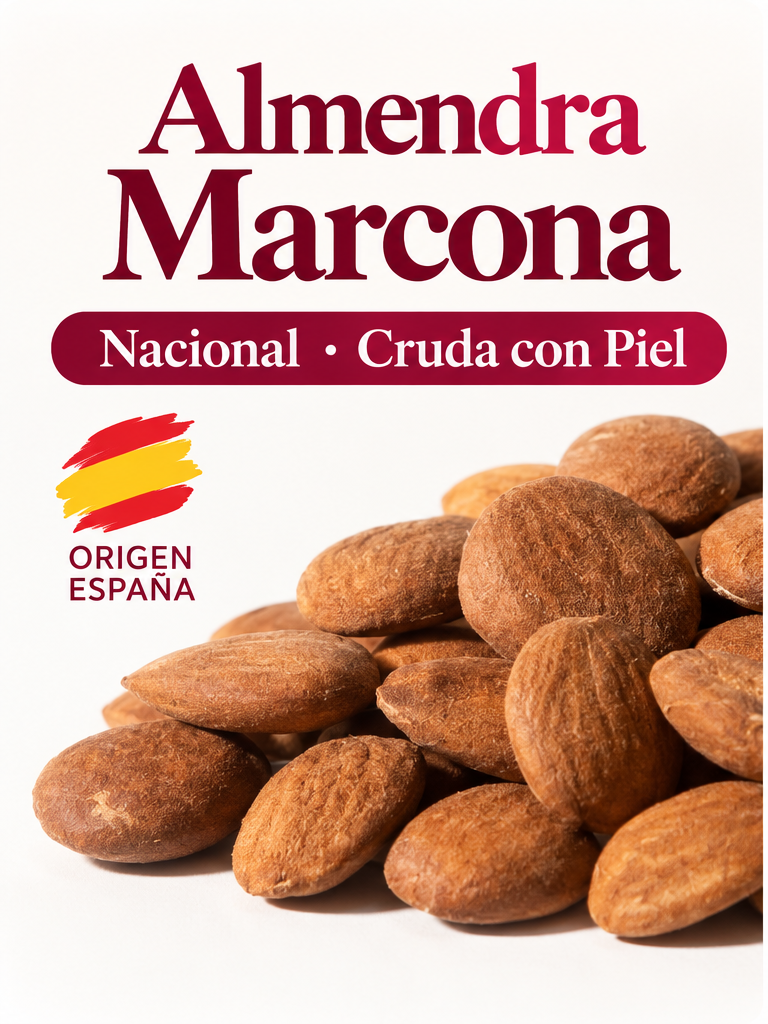 Almendra Marcona Nacional cruda con piel - origen España