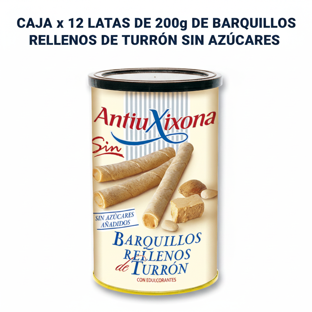 12 unidades en caja de barquillos de turrón sin azúcares añadidos
