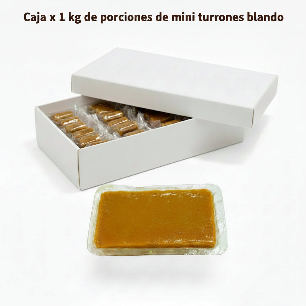 caja con porciones de mini turrones de Jijona