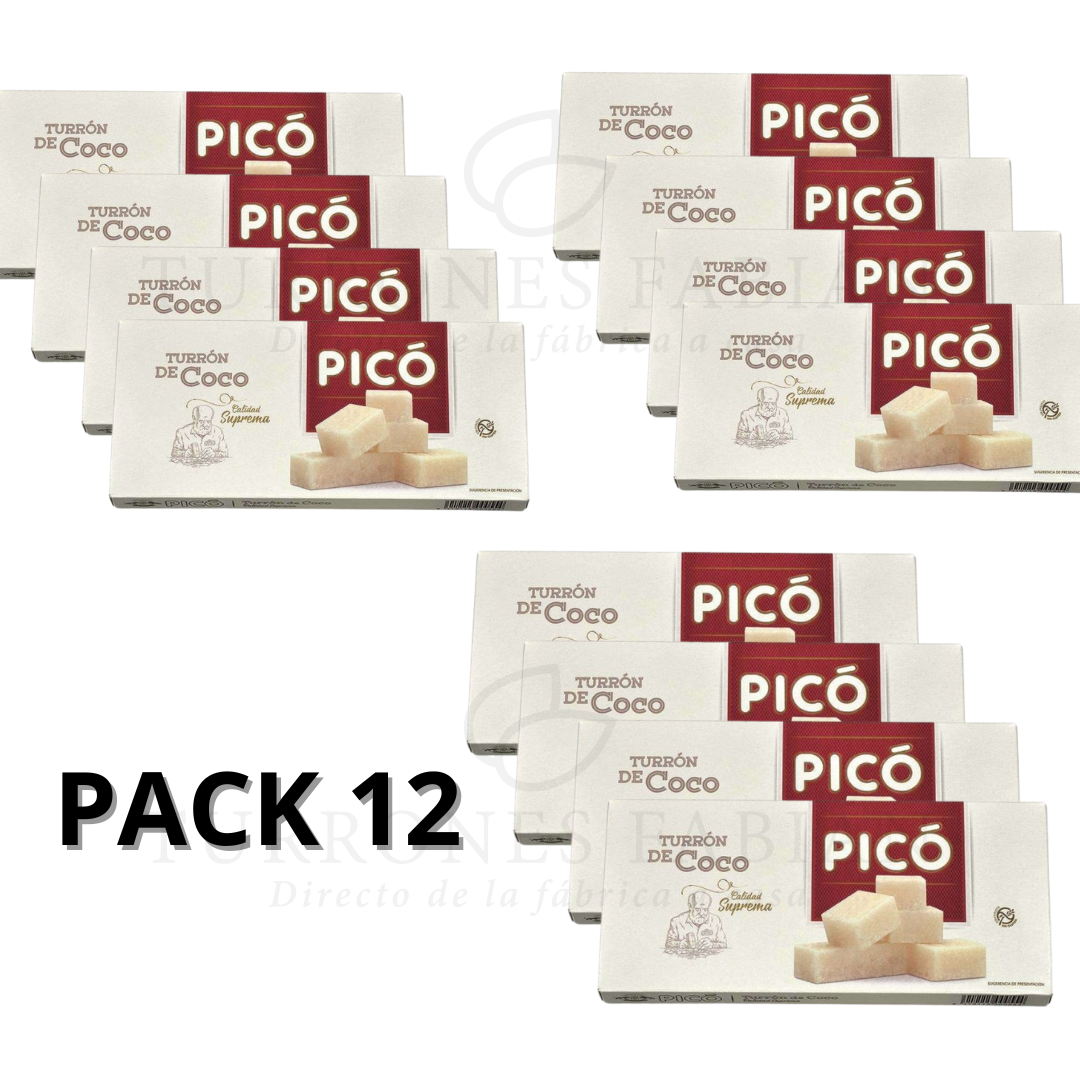 12 UNIDADES DE TURRON DE COCO PICO 200 GRS