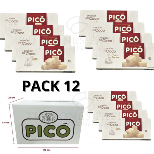 CAJA DE 12 UNIDADES DE TURRON DE COCO PICO 200 GRS