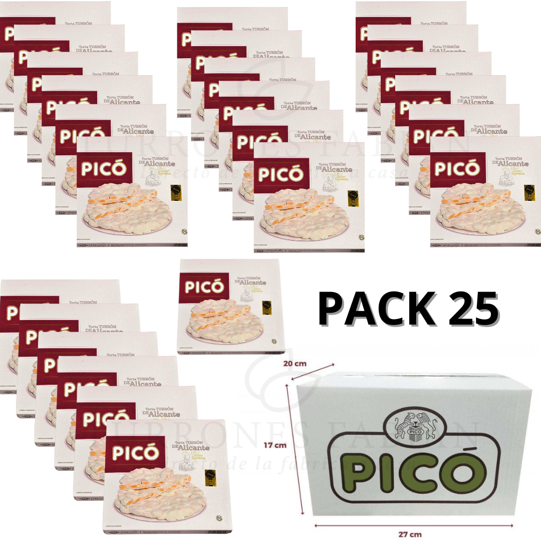 CAJA DE 25 UNIDADES DE TORTAS DE TURRON DE ALICANTE  120GRS 
