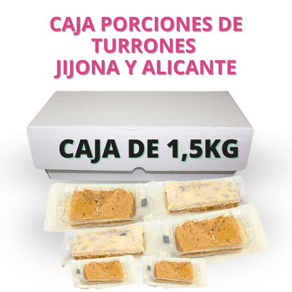 Porciones de Turrón Blando (Jijona)  y Duro (Alicante) en cajas a granel - Caja de 1,5kg  (60 unidades aprox)