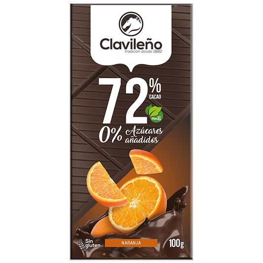 Chocolate Negro 70% Cacao con Naranja sin Azúcares Añadidos 100g - El Clavileño