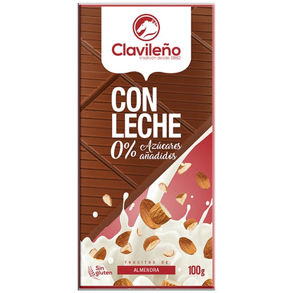 Chocolate con Leche y Almendras sin Azúcares Añadidos 100g - El Clavileño