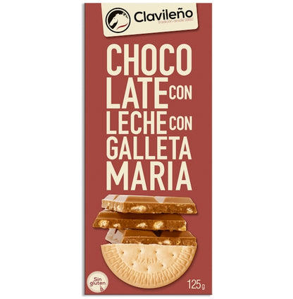 Chocolate con Leche y Galleta María 125g - El Clavileño