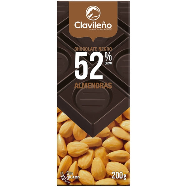 Chocolate Puro 52% Cacao con Almendras 200g - El Clavileño