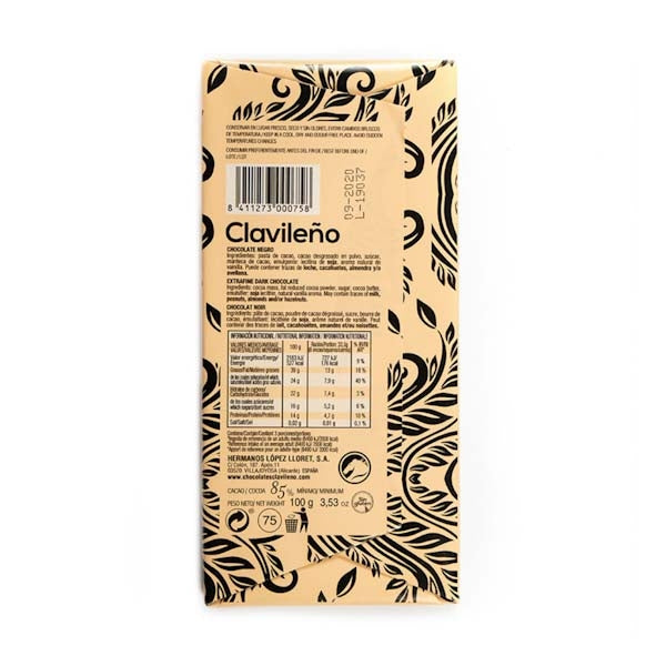 Chocolate Negro 85% Cacao 100g - El Clavileño