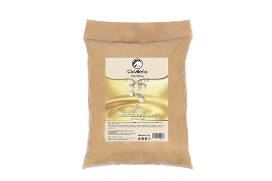 Escamas de chocolate blanco Clavileño (4 Kg)