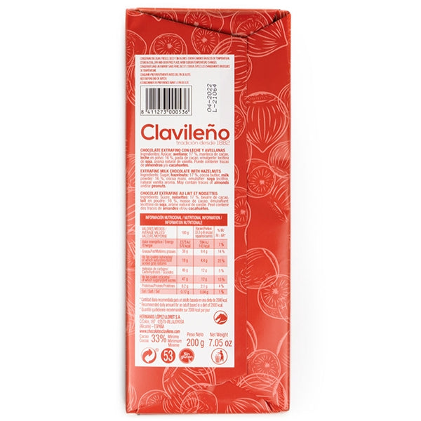 Chocolate con Leche y Avellanas Clavileño