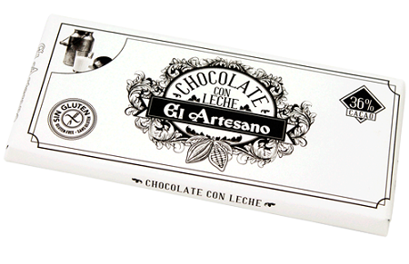Turron de chocolate con leche 36% marca El Artesano barra de 150 grs
