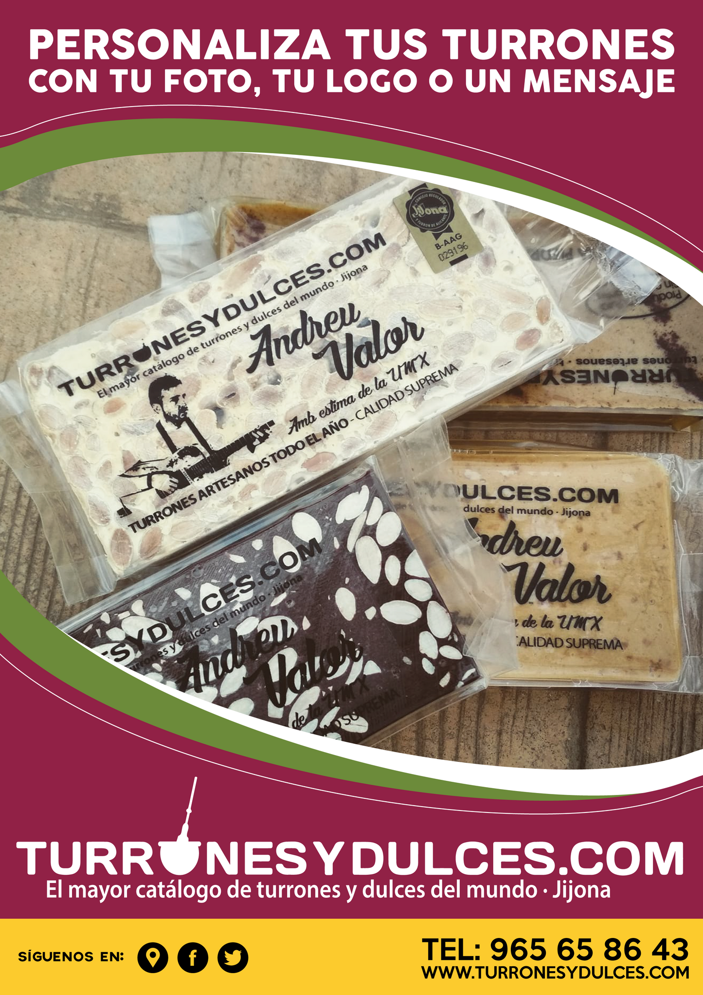 Turrón o chocolate Personalizado con tu Foto o Logo, sin pedido mínimo