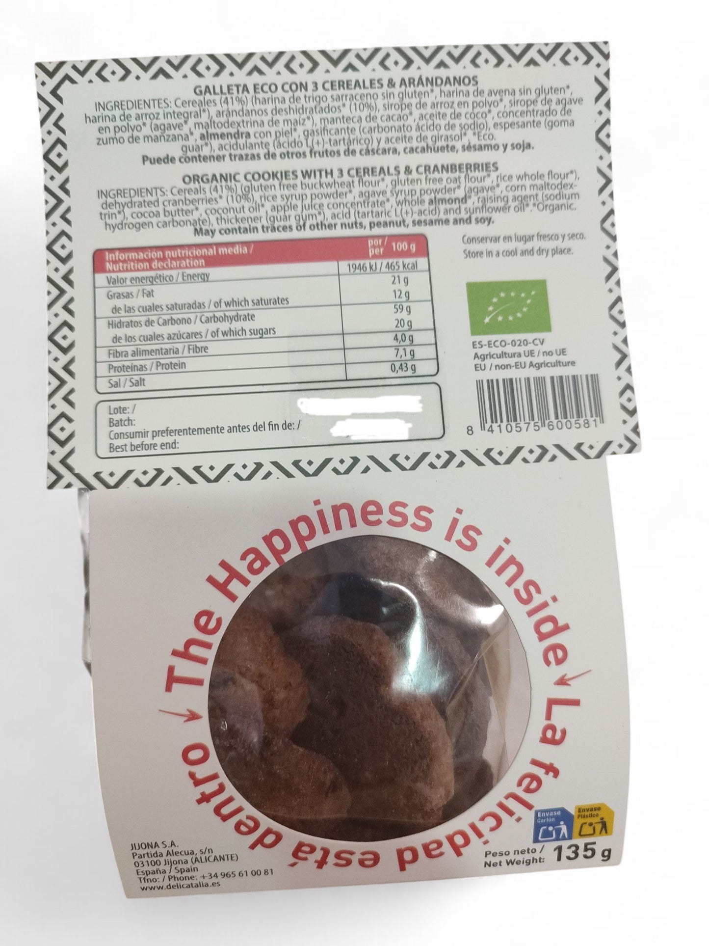 Cookies de 3 Cereales & Arándanos Eco Orgánico