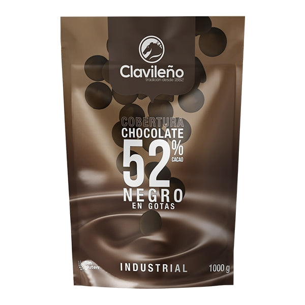 Cobertura de Chocolate Negro 52% en Gotas 1kg - Chocolates Clavileño