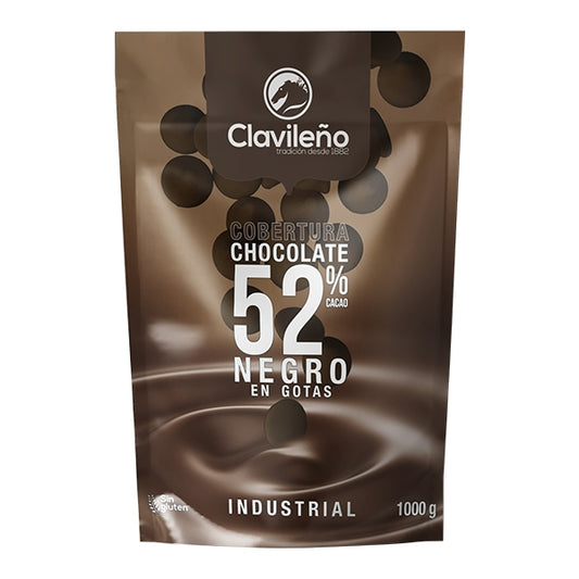 Cobertura de Chocolate Negro 52% en Gotas 1kg - Chocolates Clavileño