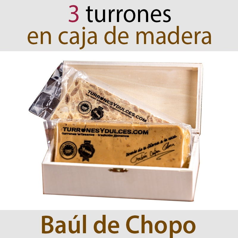 Lote de 3 Turrones en Caja de Madera