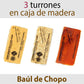 Lote de 3 Turrones en Baúl de Madera