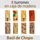 Lote de 8 Turrones en Baúl de Madera