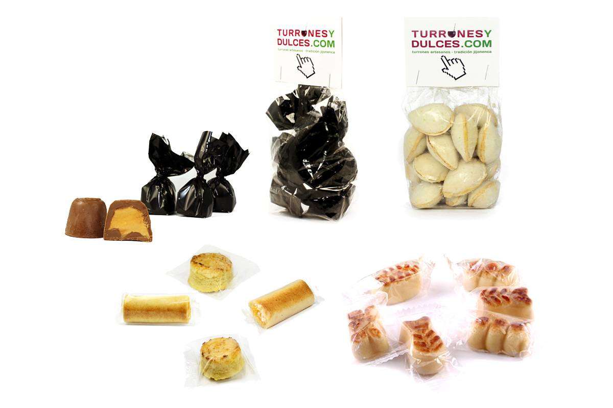 Lote surtido Mazapán Artesano, Pack Degustación 2 Kg con polvorones y bombones delicatessen.