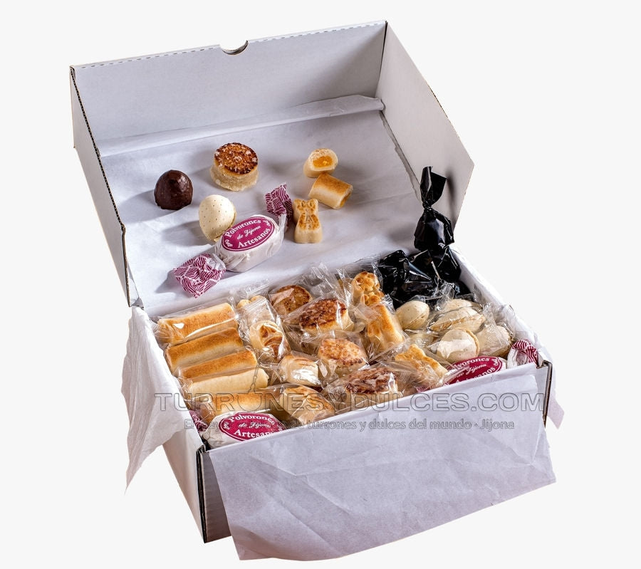 Lote surtido Mazapán Artesano, Pack Degustación 2 Kg con polvorones y bombones delicatessen.