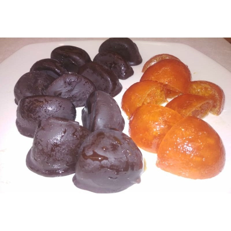 Cuartos de mandarina con Chocolate Negro a granel en formato de 1kg
