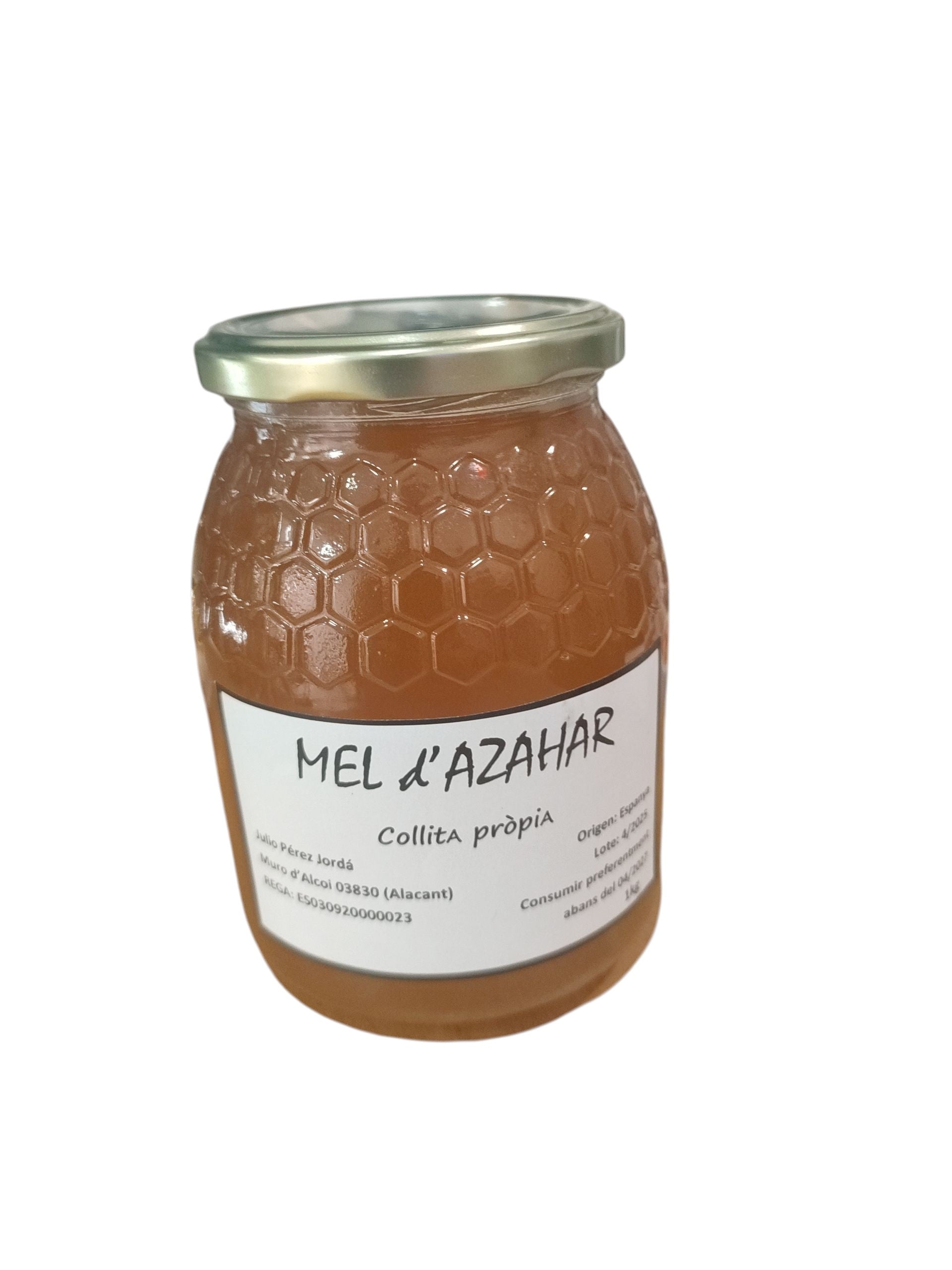 frasco de miel de azahar cruda natural