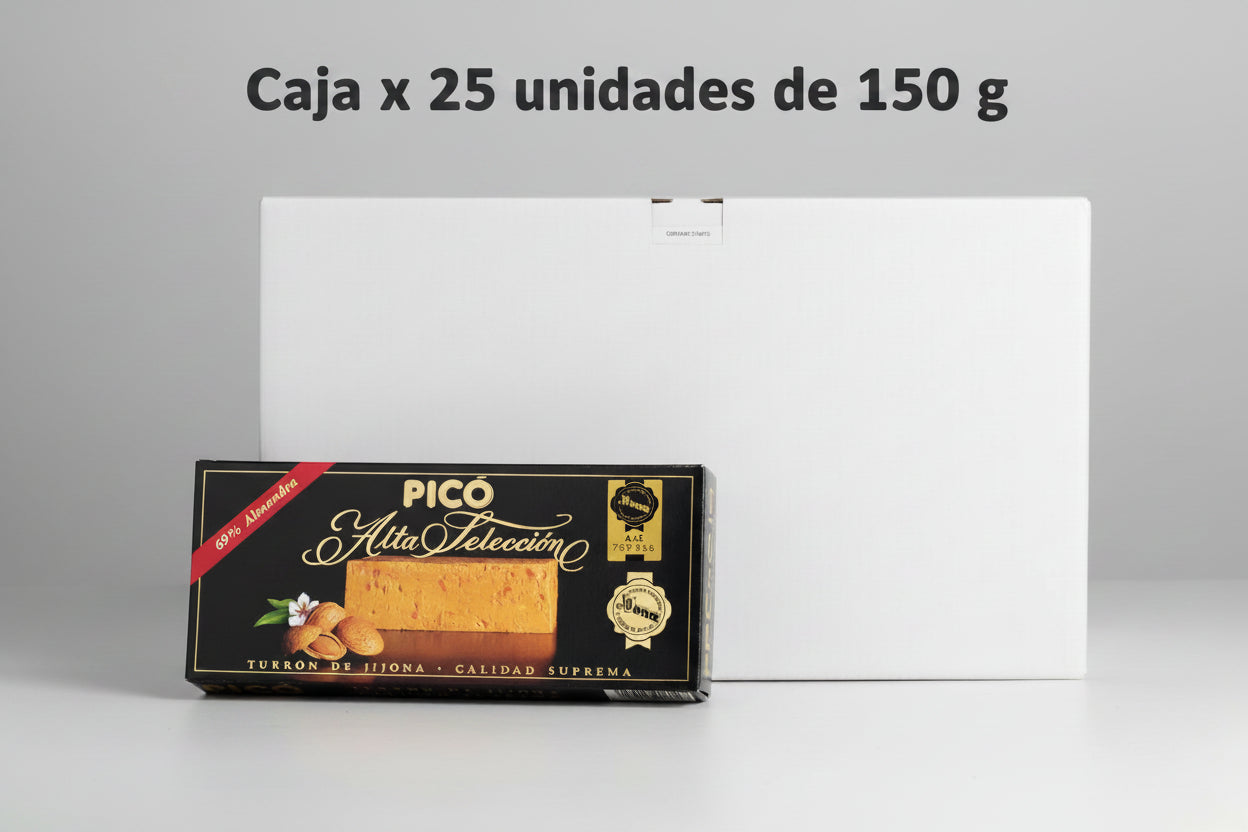 caja con 25 unidades de 150 g de turron de jijona