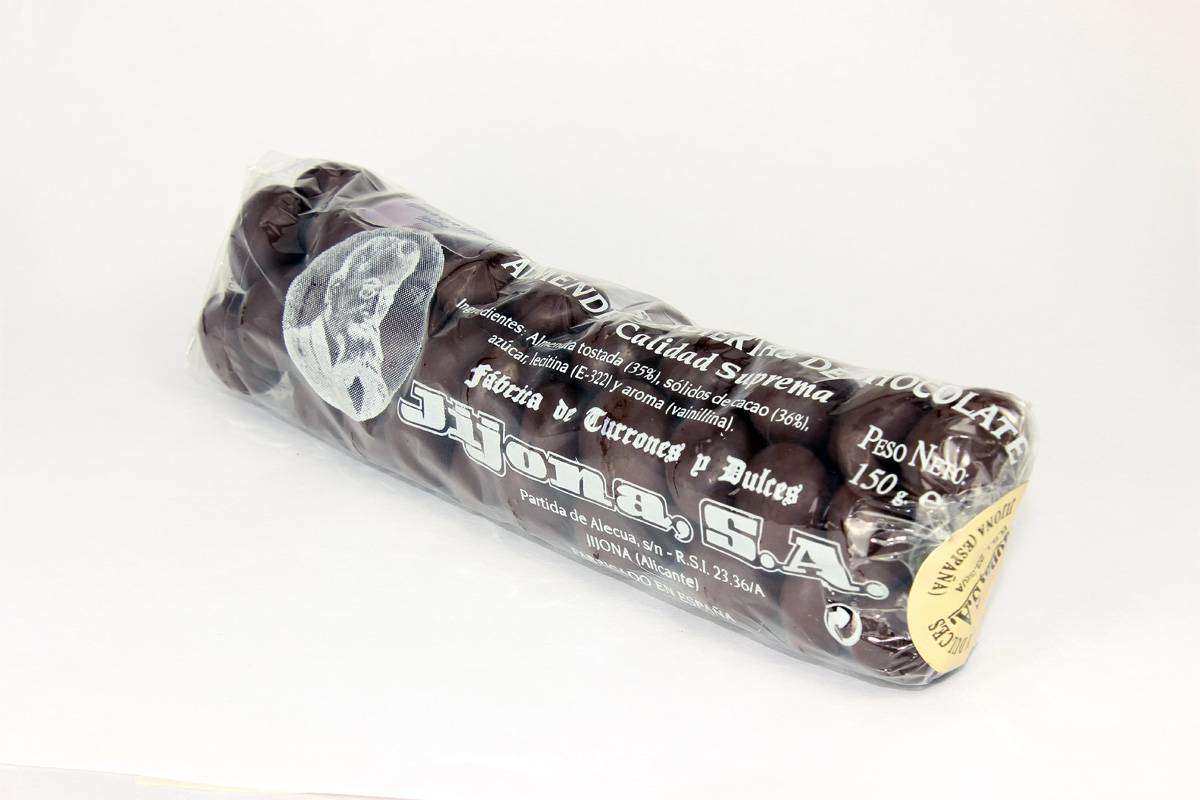 Almendras cubiertas bañadas de Chocolate (bolsa celofán 150 grs.) - Peladillas de chocolate o chocoperlas