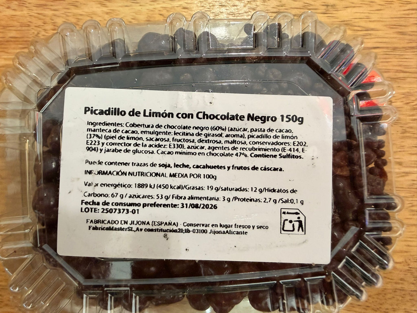 Picadillo de limón con chocolate negro por 150g