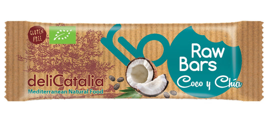 Expositor de 25 barritas energeticas de coco y chia 40 g DeliCatalia