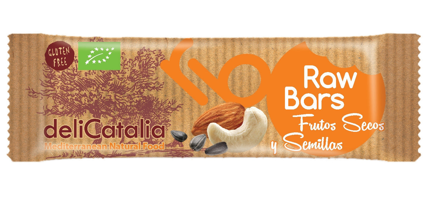 Expositor 25 barritas energeticas de frutos secos y semillas 30 g DeliCatalia