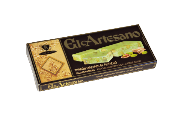 Turrón de mazapán pistacho 200 gr. Calidad suprema - El Artesano