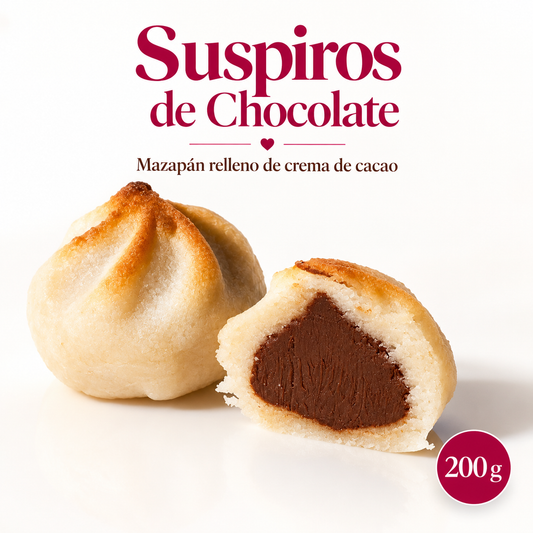 Suspiros de Chocolate, mazapán relleno de crema de cacao, 200 g