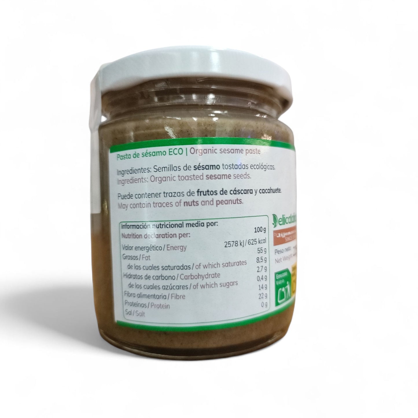 Tahini Ecológica 225g, marca deliCatalia