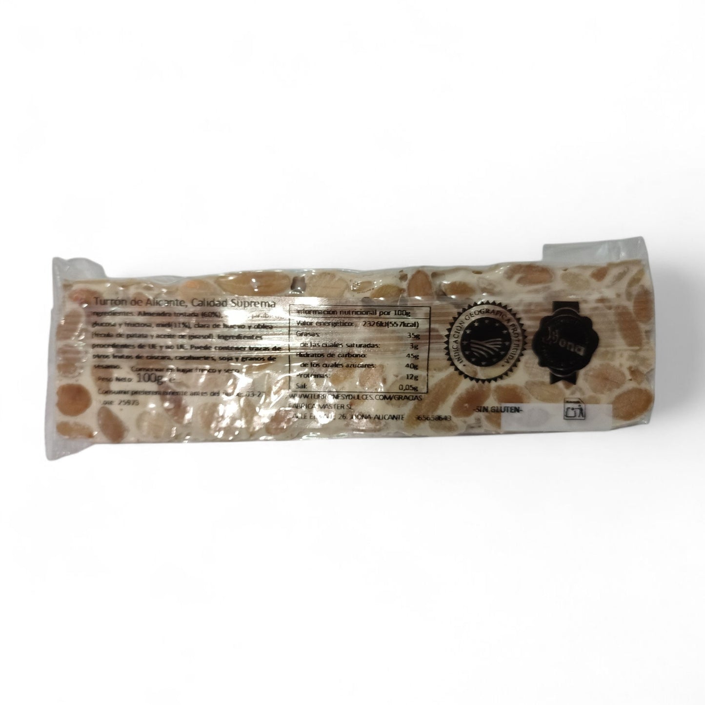 descripción del turrón de alicante de 100 g